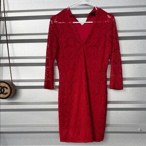 Elegant Red Lace Dress